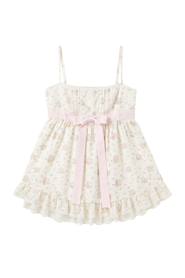Conjunto de top sin tirantes y shorts con estampado floral de melocotón