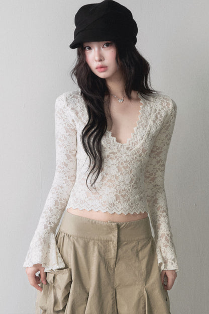 Lace Trim Cropped Top