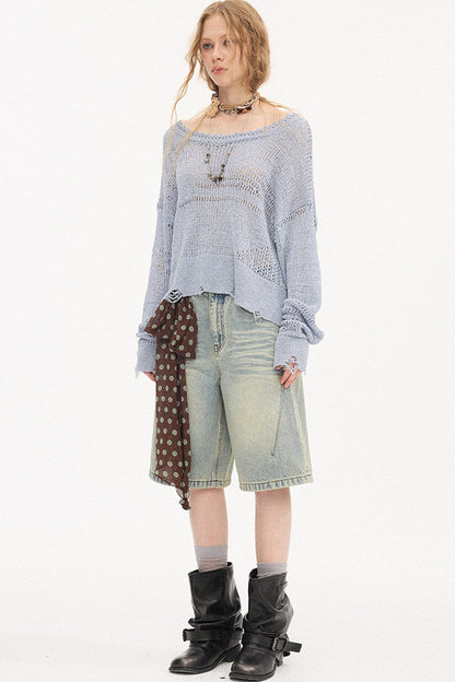 Asymmetrical Knit Off-Shoulder Top Set