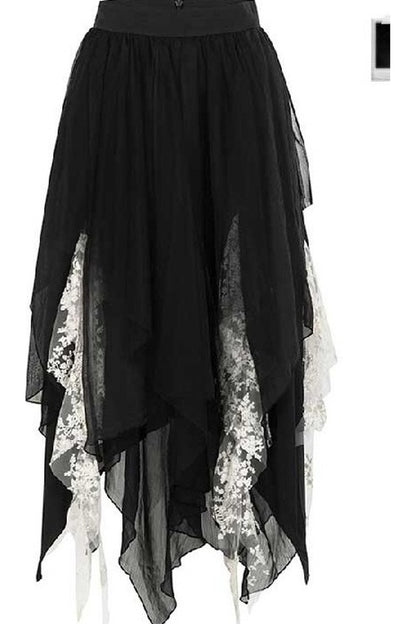 Französisches Gothic-Trägerkleid-und-Rock-Set