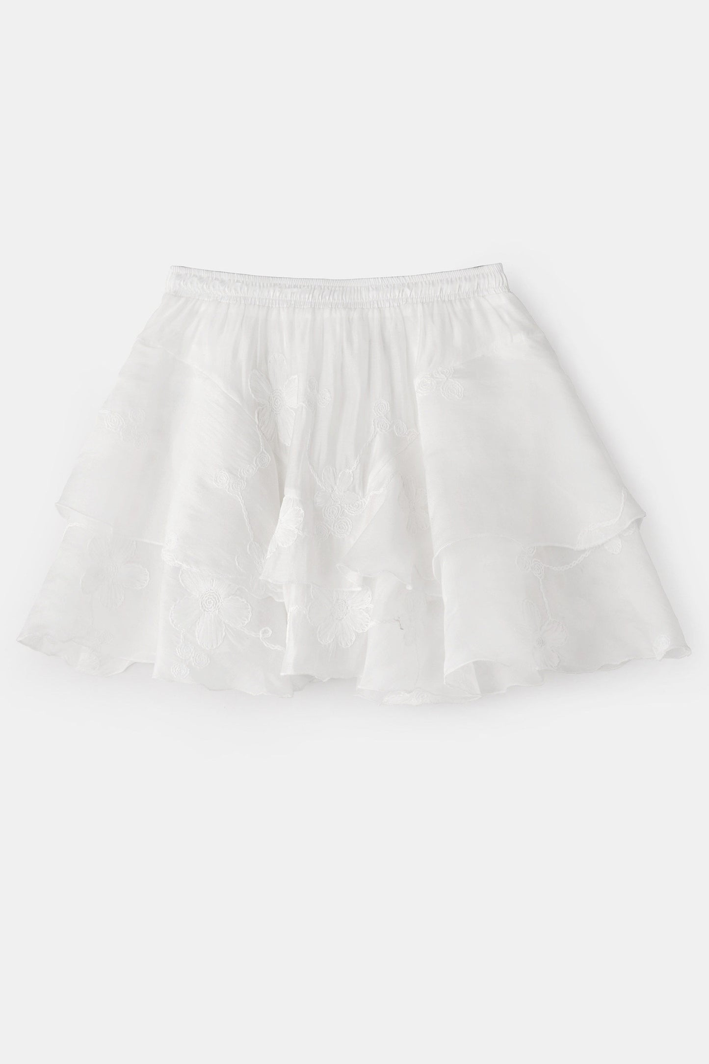 Layered Ruffle Embroidered Camisole Skirt Set