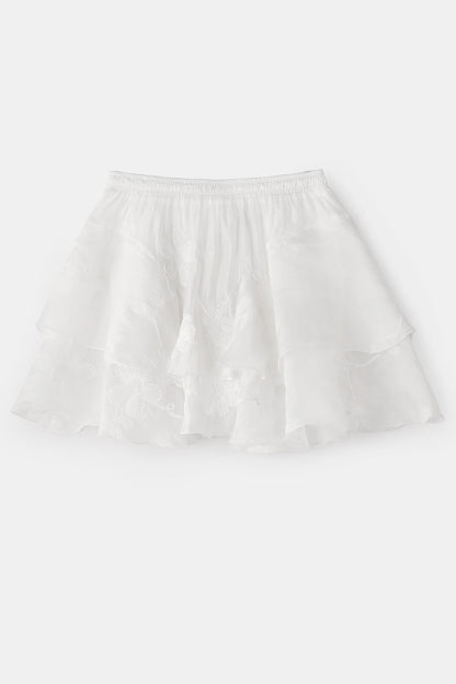 Layered Ruffle Embroidered Camisole Skirt Set