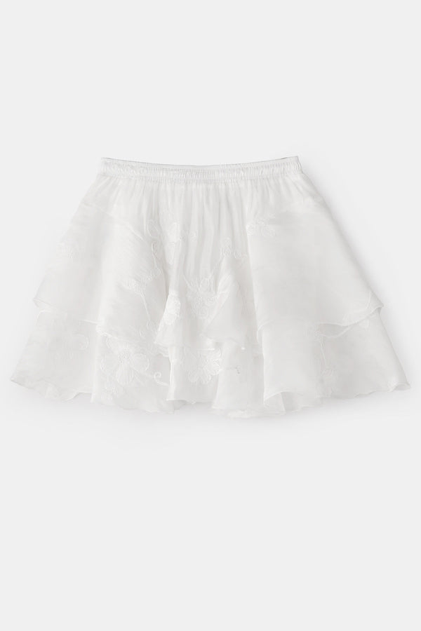 Layered Ruffle Embroidered Camisole Skirt Set