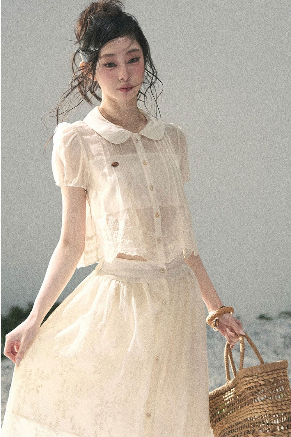 French Floral Lace Two-Piece Set