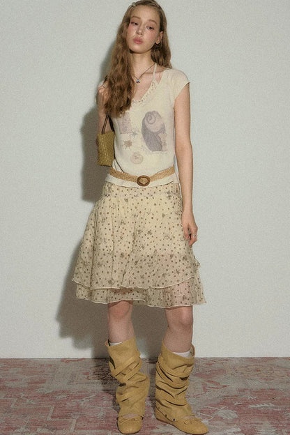 Retro Floral Asymmetrical Skirt