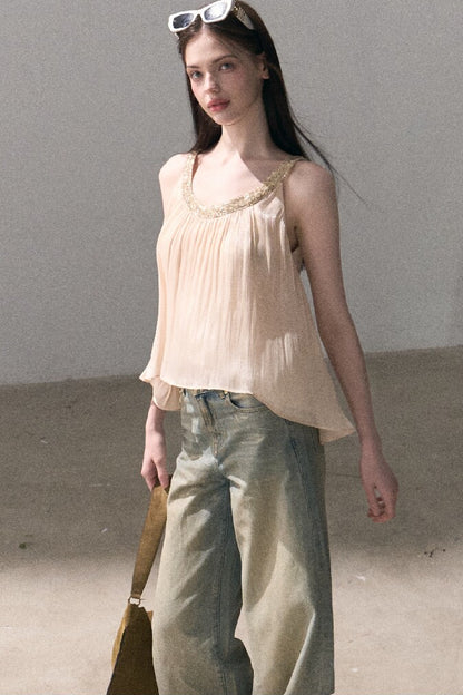 Gold Sequin Lace Top