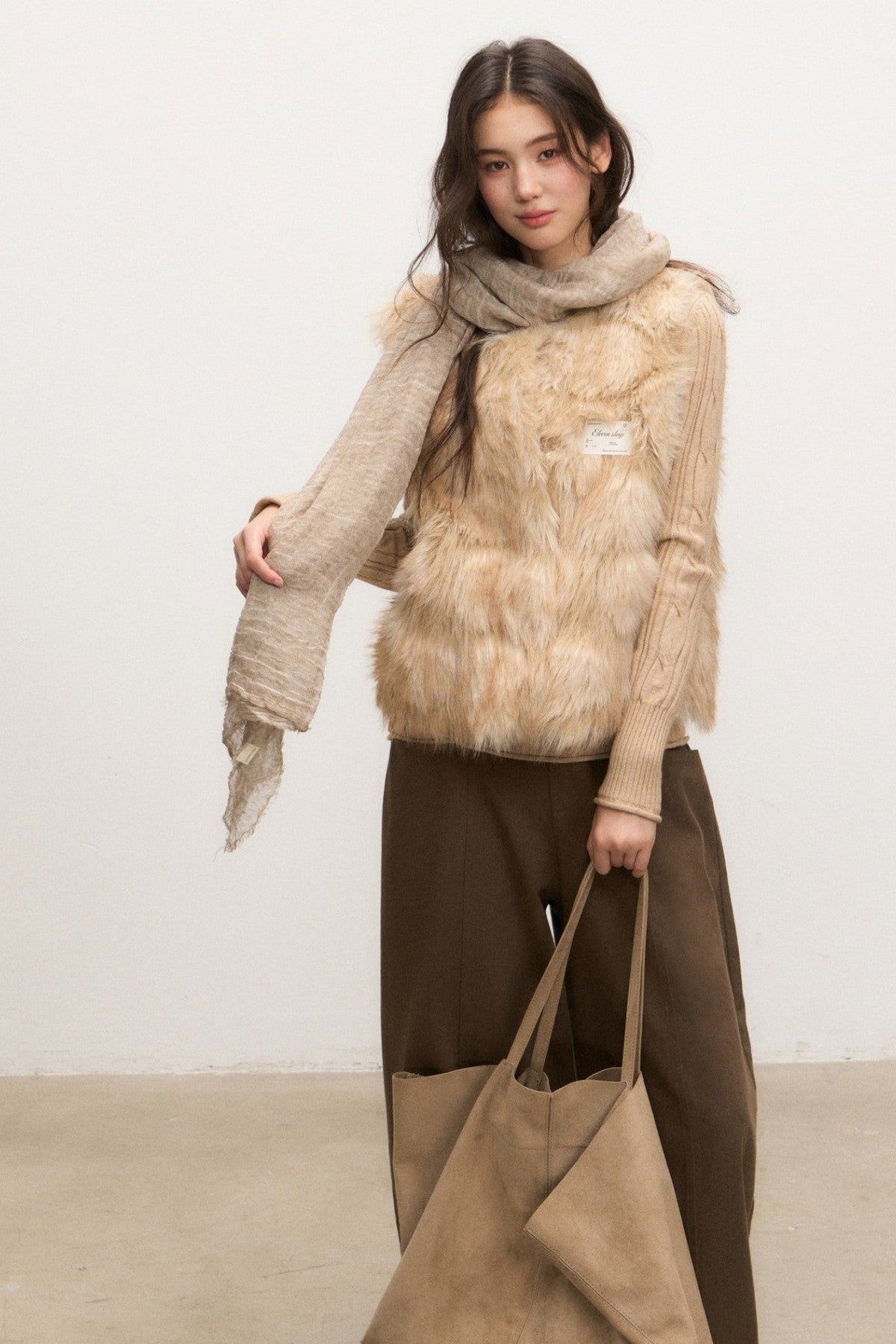 Beige Knit Base Layer Top Set-Up