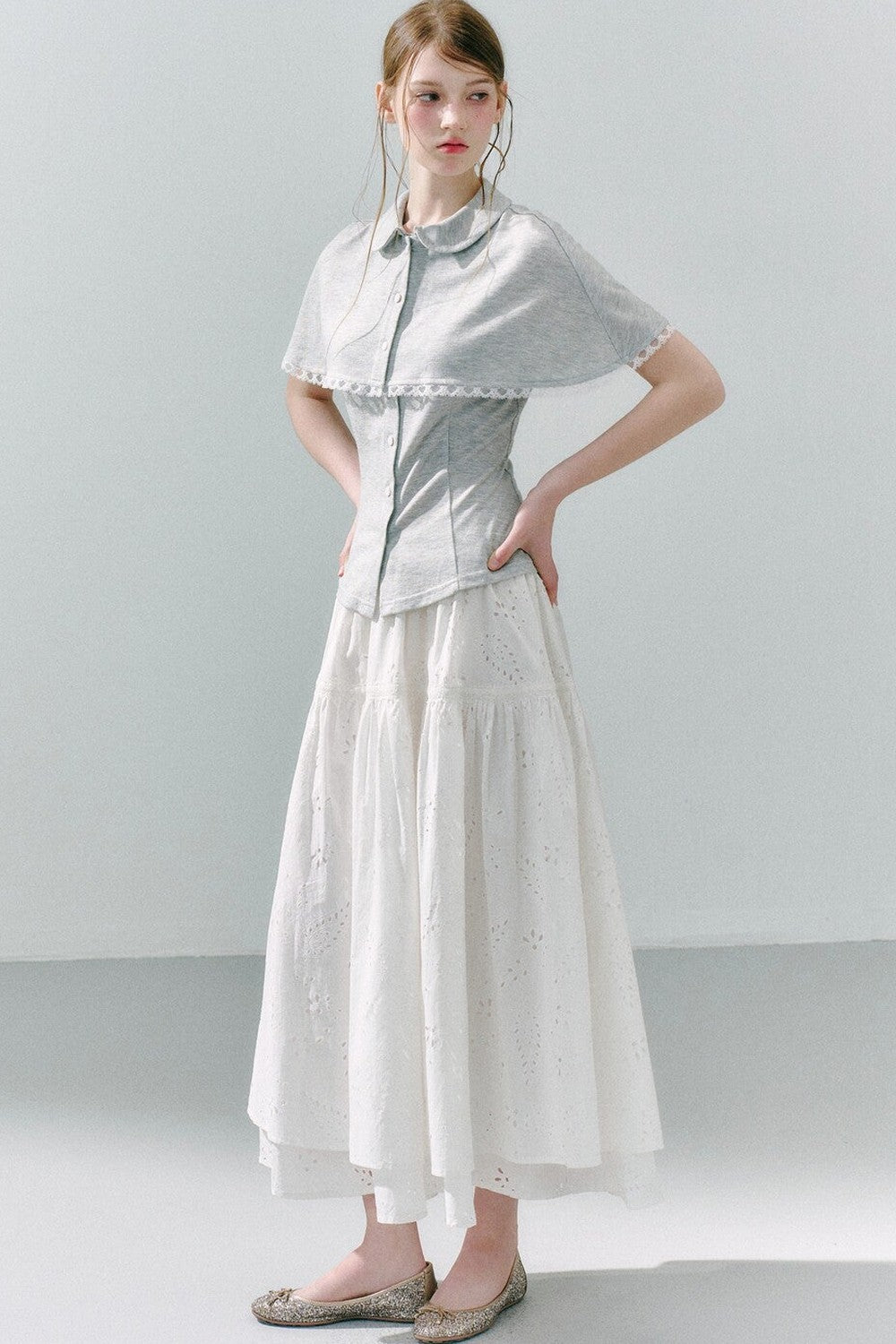 Cape Shirt and Skirt Set