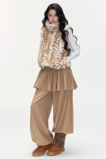 Milk Leopard Print Horn Button Vest