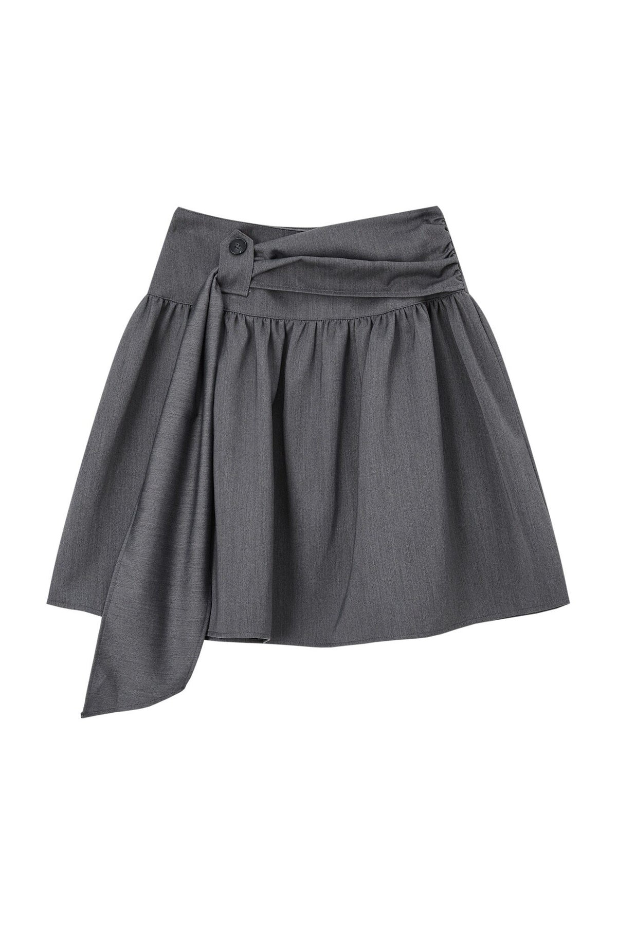 Tie-Waist Pleated A-Line Skirt