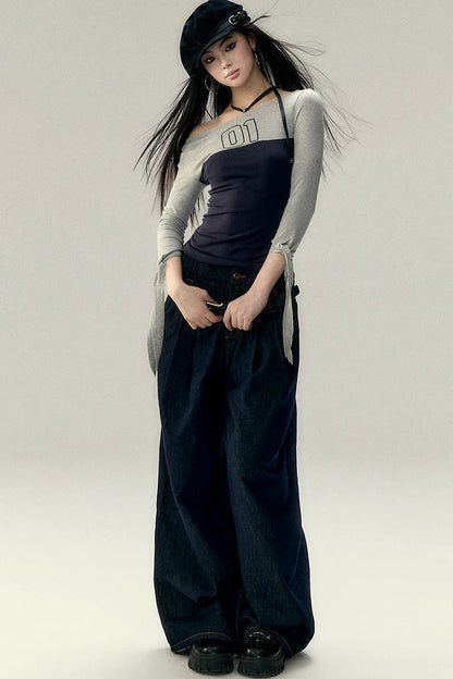 Vintage Wide-Leg Denim Pants