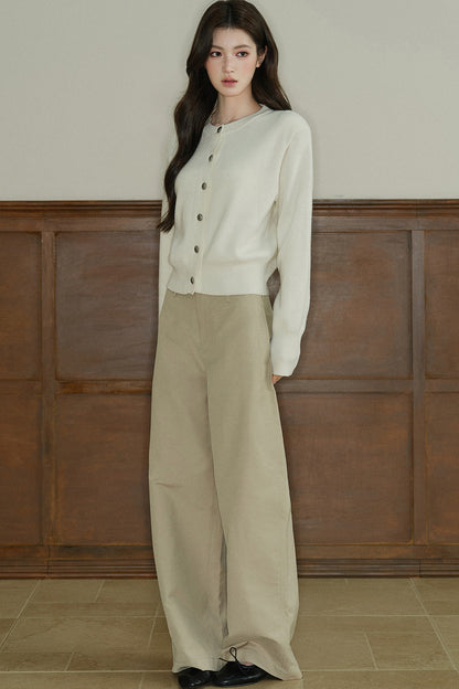 Pantalon taille basse à jambes larges
