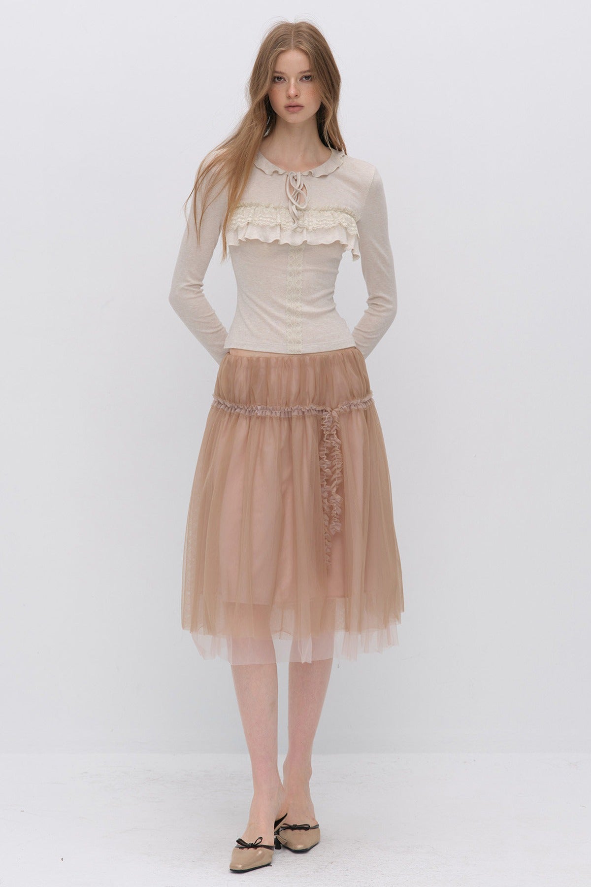 Lace-Up Hollow Lace T-Shirt