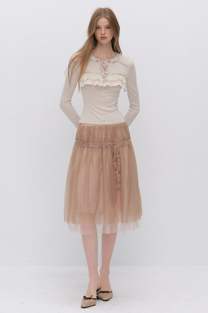 Lace-Up Hollow Lace T-Shirt