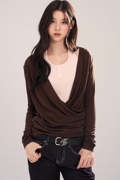 Layered-Look Long-Sleeve Top