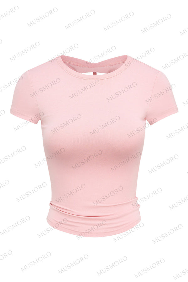 Twisted Back Short Sleeve Blouse