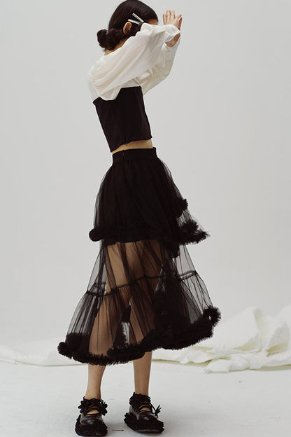 Black and White Color-Block Blouse