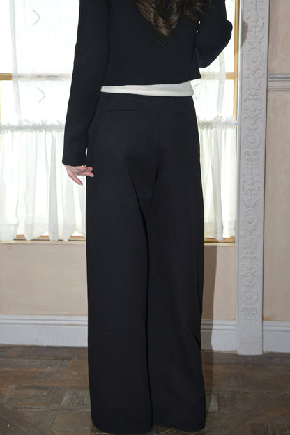 Pleated Wide-Leg Tencel Wool Pants