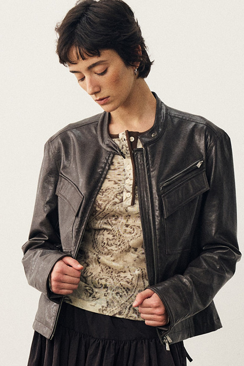 Blackcurrant Slim Leather Jacket