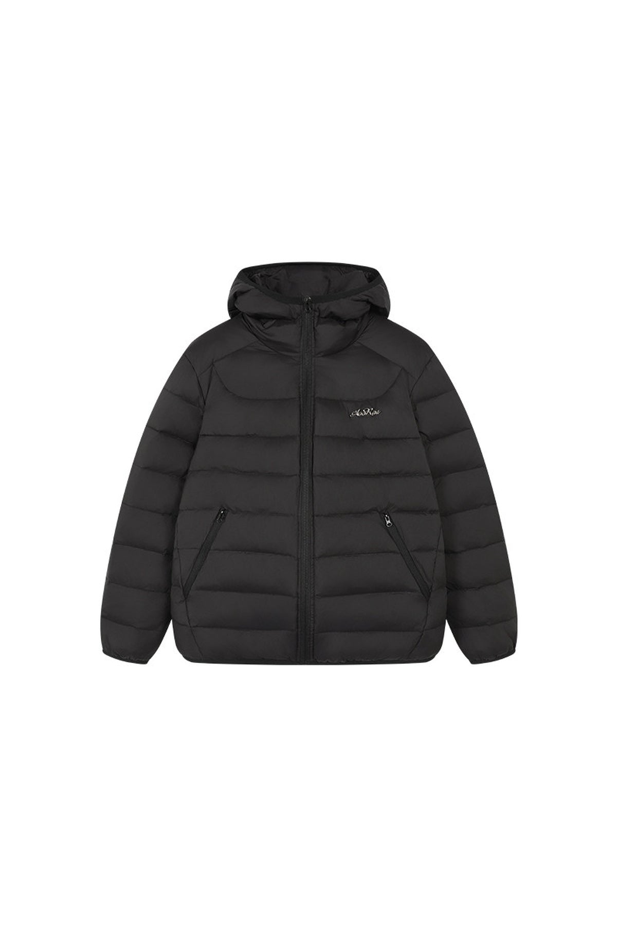 Hooded Logo Ribbed Down Jacket