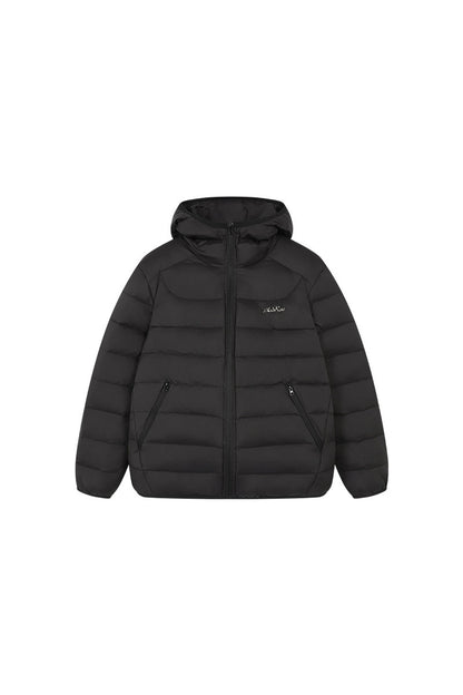 Hooded Logo Ribbed Down Jacket