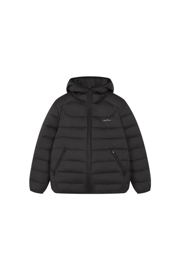 Hooded Logo Ribbed Down Jacket