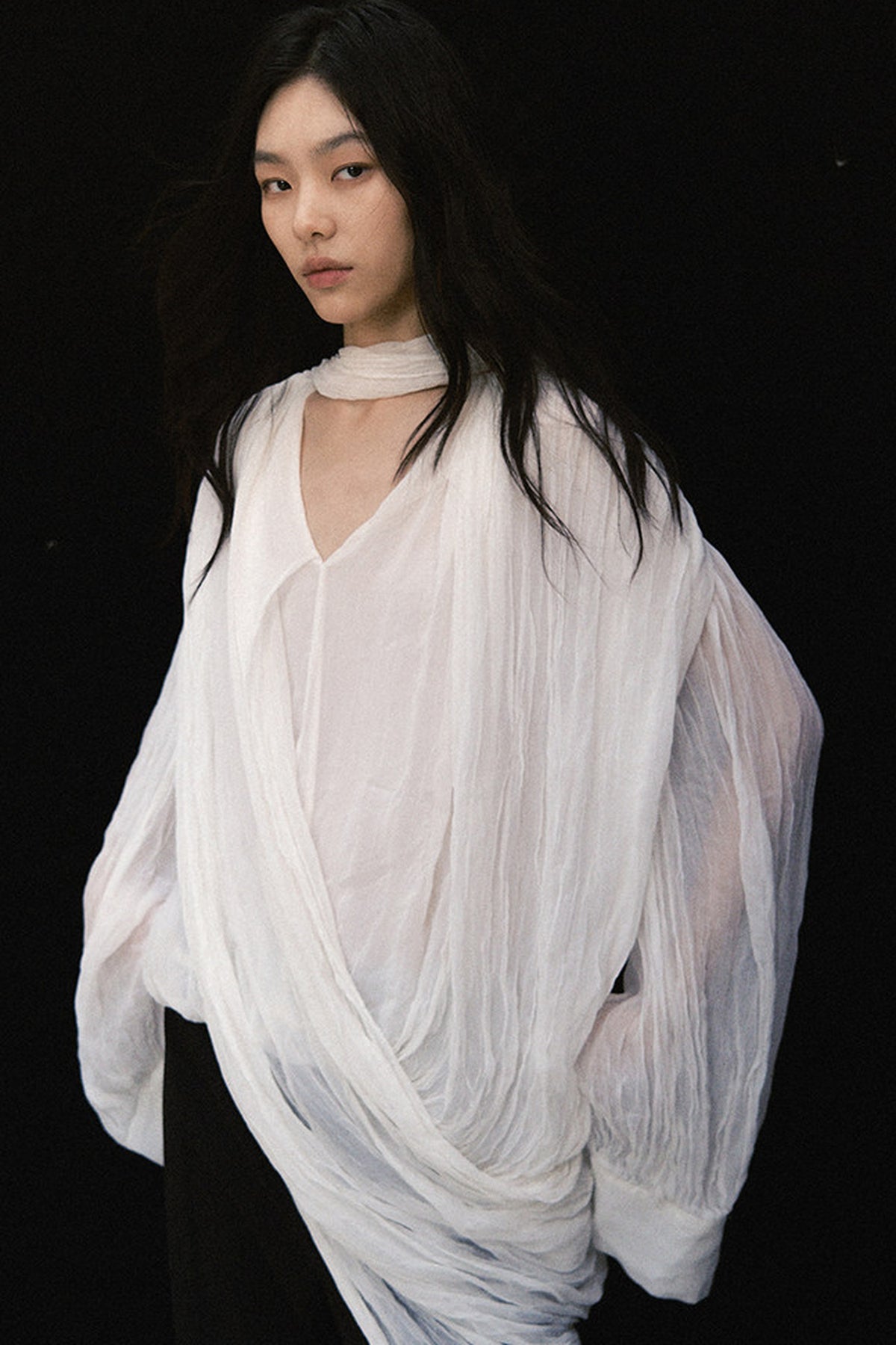 Irregular Pleated Layered Blouse