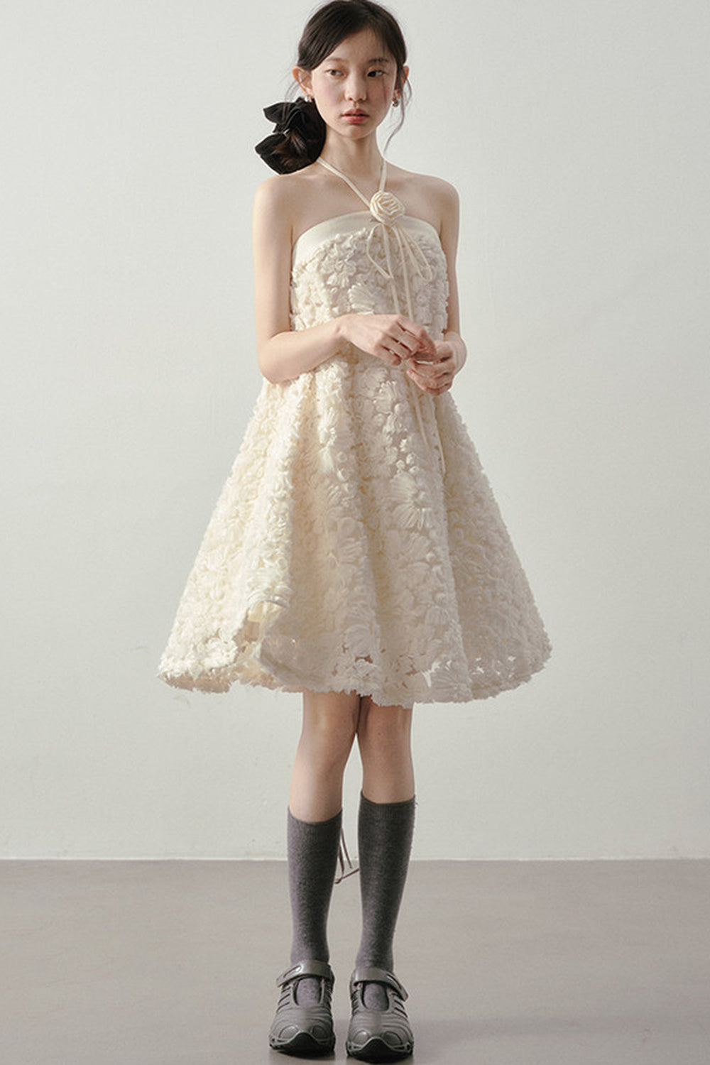 Robe jacquard blanc lait