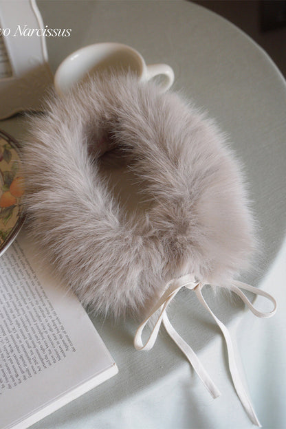 Plush Fur Collar Argyle Neck Warmer