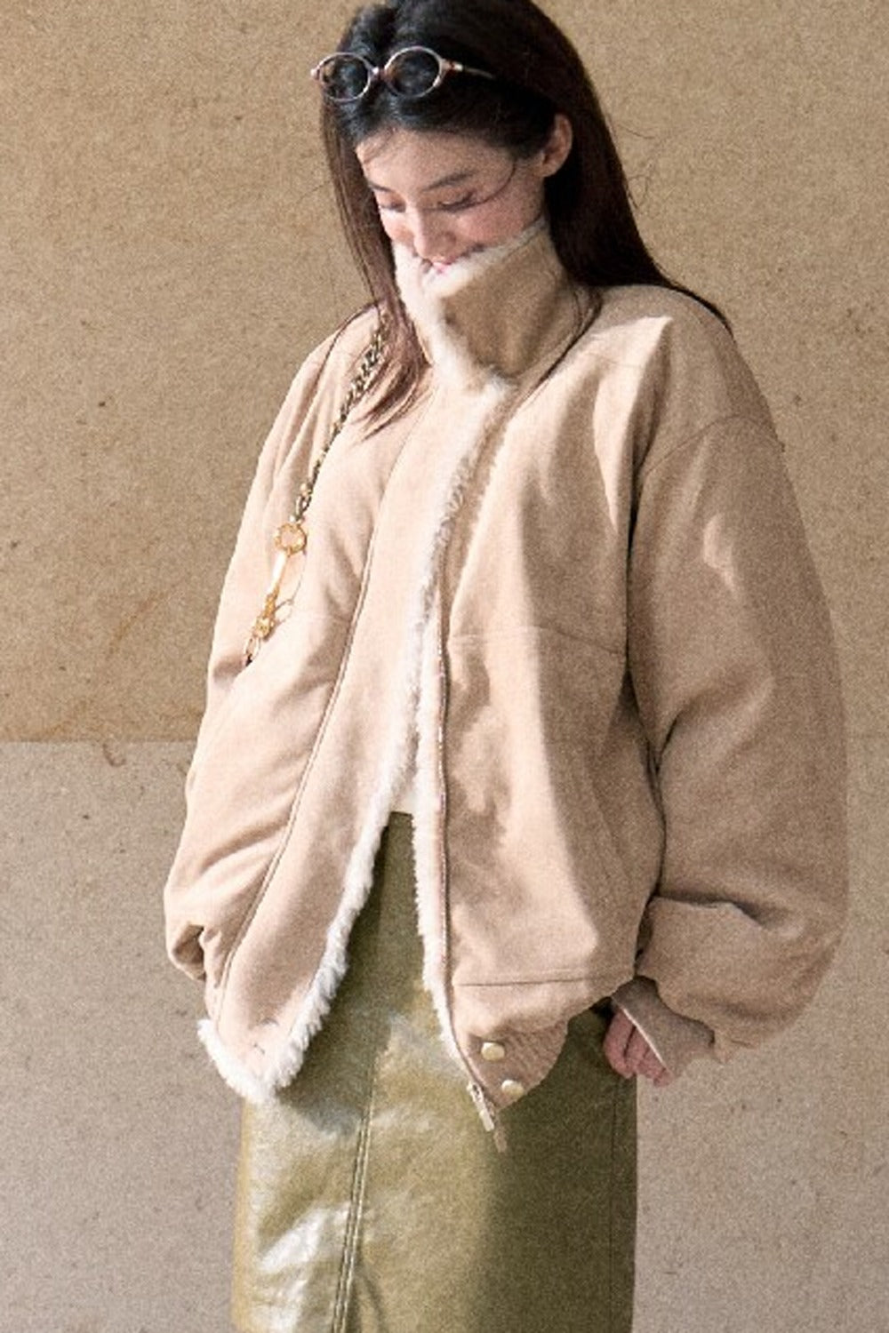 Matte Suede 95% White Duck Down Jacket