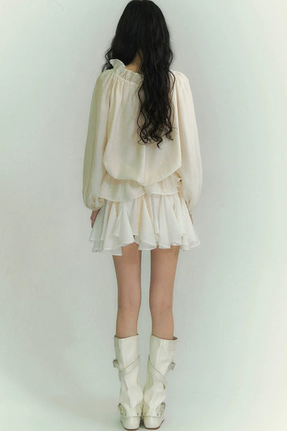 Lace Asymmetrical Leaf Hem Skirt