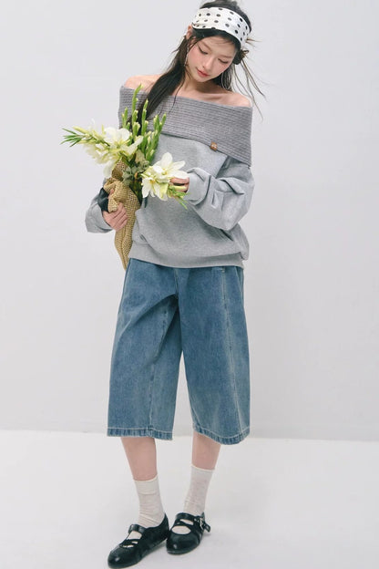Dekonstruierte 7/8-Hose mit weitem Bein