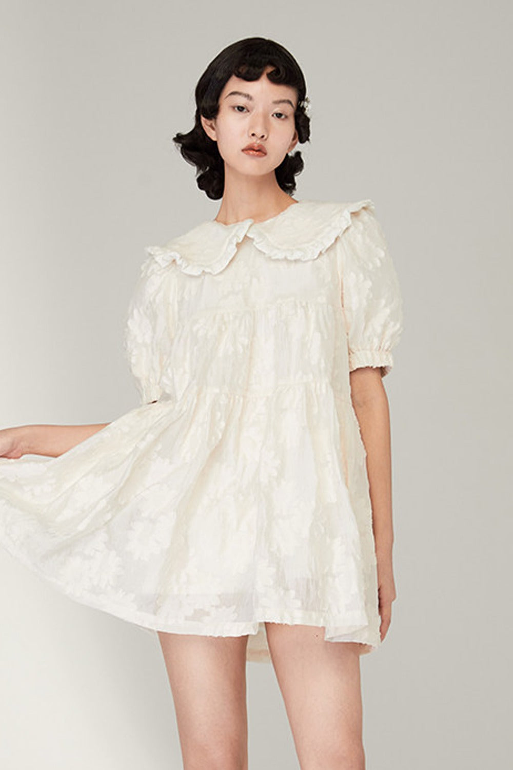 Ruffled Peter Pan Collar Dress