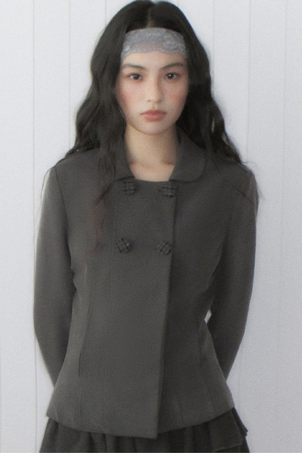 Double-Breasted Short Jacket Set-Up