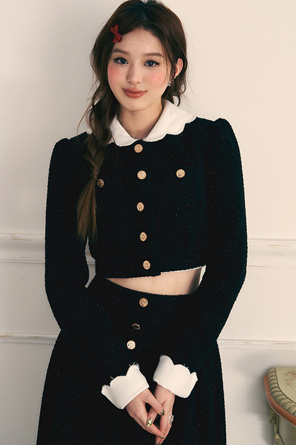 Tweed Jacket and Long Skirt Two-Piece Set