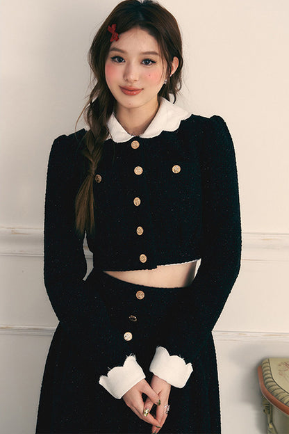 Tweed Jacket and Long Skirt Two-Piece Set