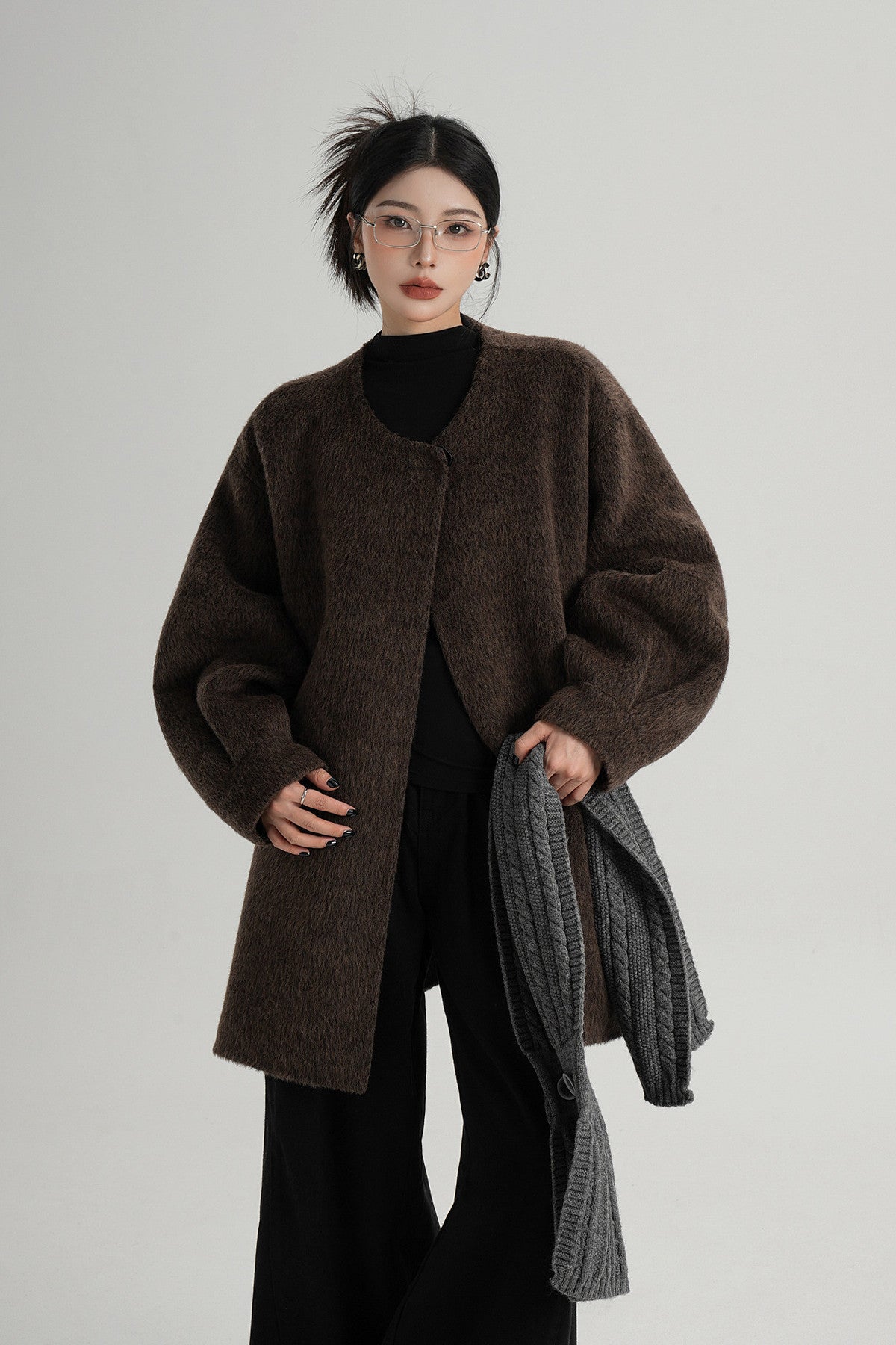 Scarf Collar Double-Sided Wool Coat