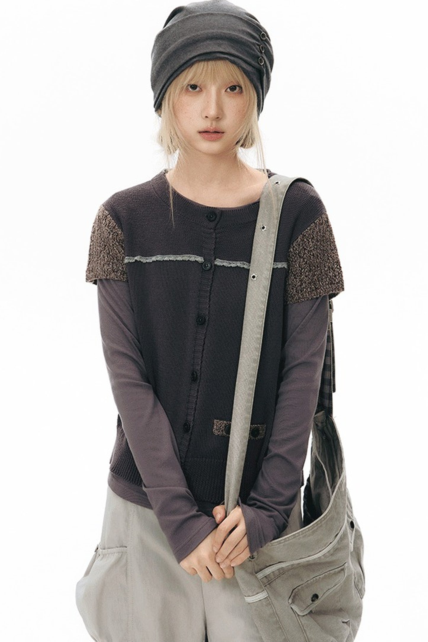 Hollow-out Short Sleeve Knit Cardigan