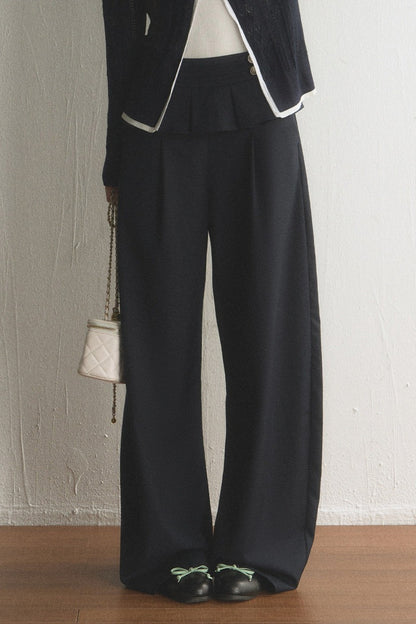 High-Waisted Pleated Straight-Leg Pants