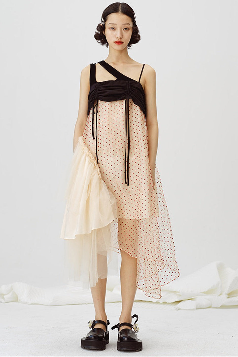 Beige Mesh Jacquard Dress