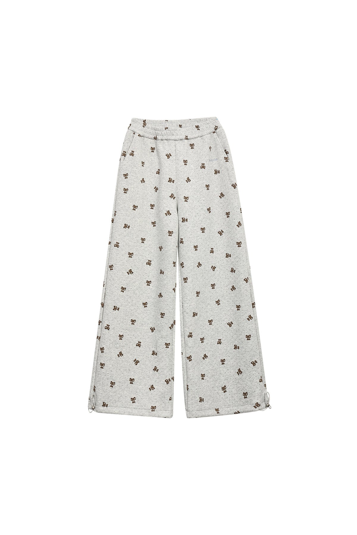 Elastic Waist Bear Print Wide-Leg Pants