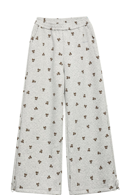 Bear Print Hooded Top and Pants Set-Up