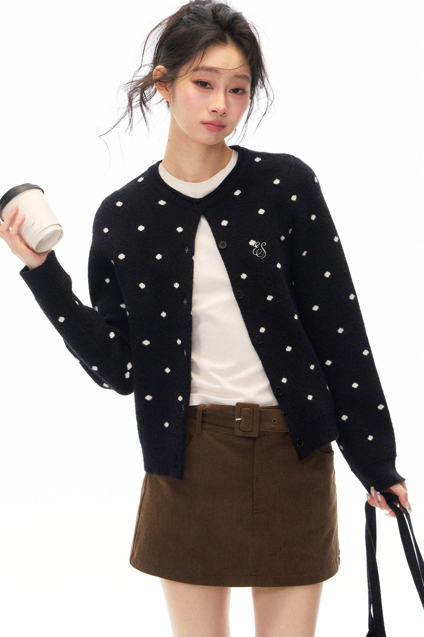 Polka Dot Knit Cardigan