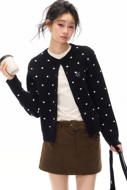 Polka Dot Knit Cardigan