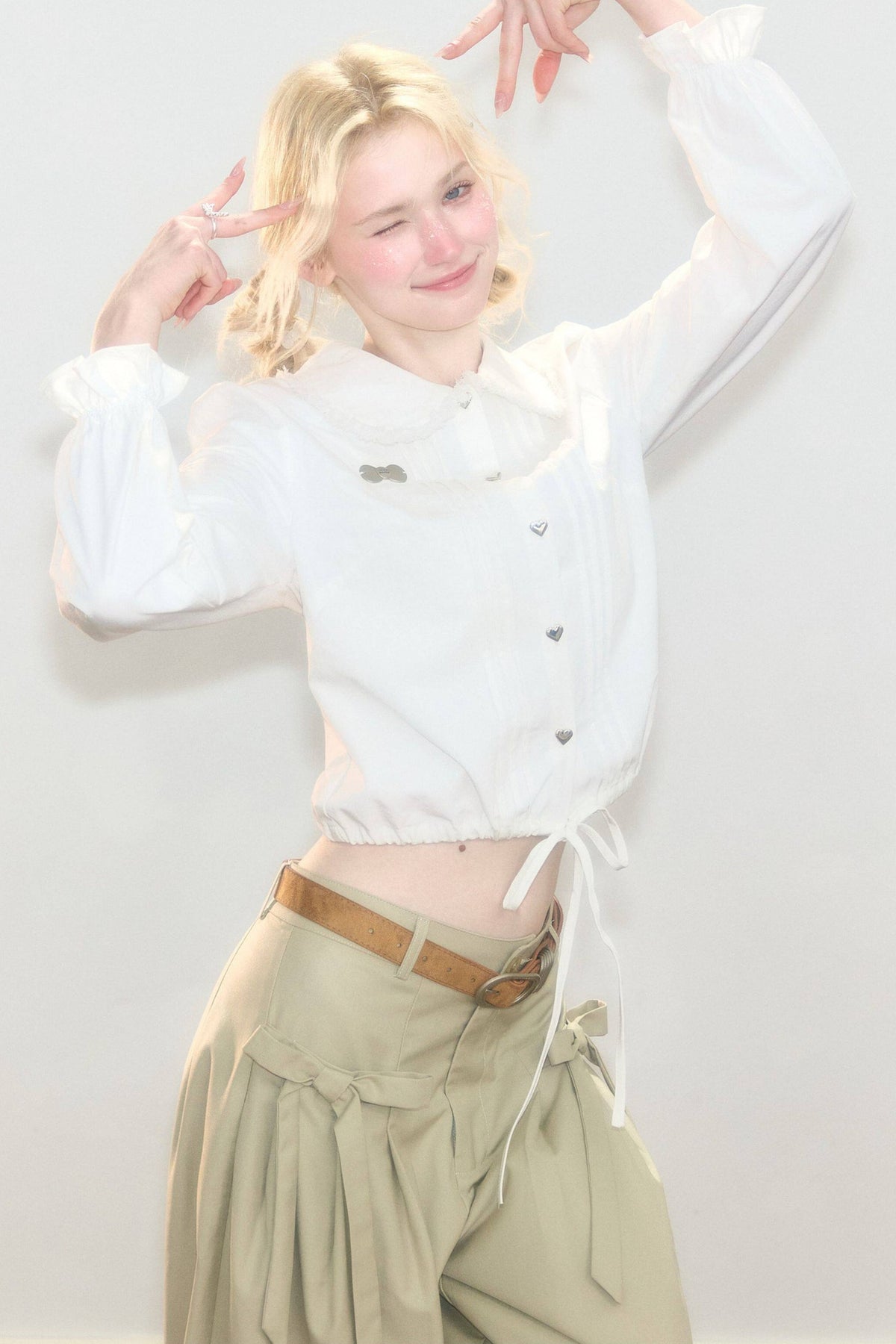 Tassel Doll Collar Short Shirt