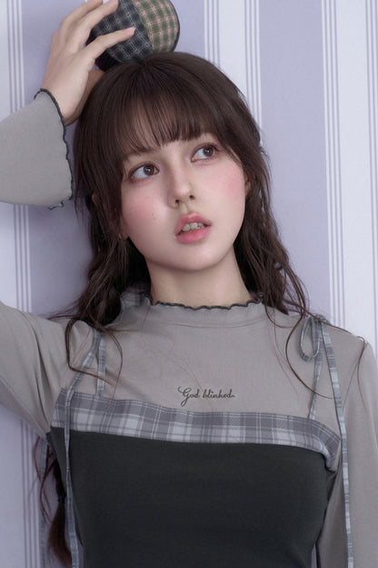Gray Plaid Layered-Look Cami Top