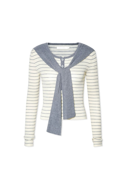 Color-Blocked Fake Two-Piece Knit Set-Up