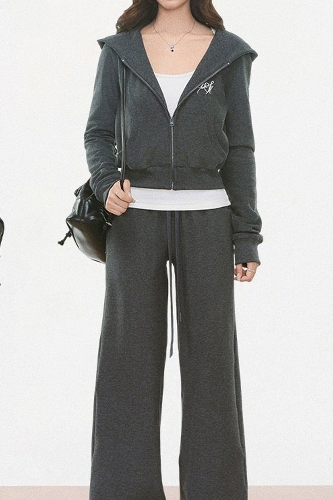 Ensemble cardigan en maille à capuche et pantalon de jogging