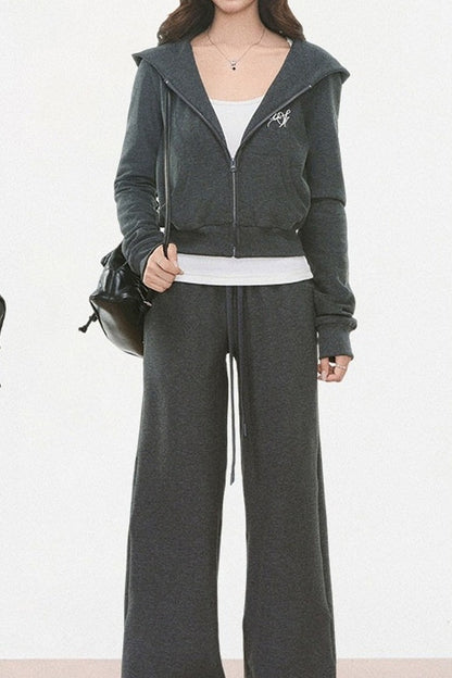 Ensemble cardigan en maille à capuche et pantalon de jogging