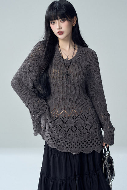Hollow Knit Cover-Up Sweater